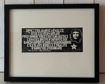 Linocut of a quote from Ernesto che Guevara