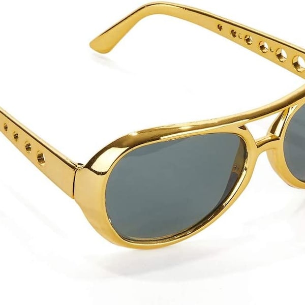 King of Rock Elvis des années 1970, lunettes de soleil à monture dorée, accessoire de déguisement