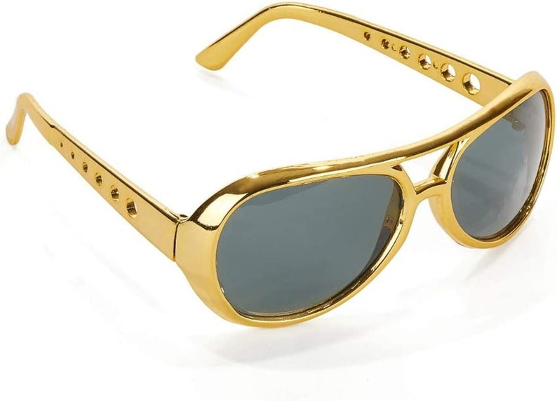King of Rock Elvis des années 1970, lunettes de soleil à monture dorée, accessoire de déguisement image 1