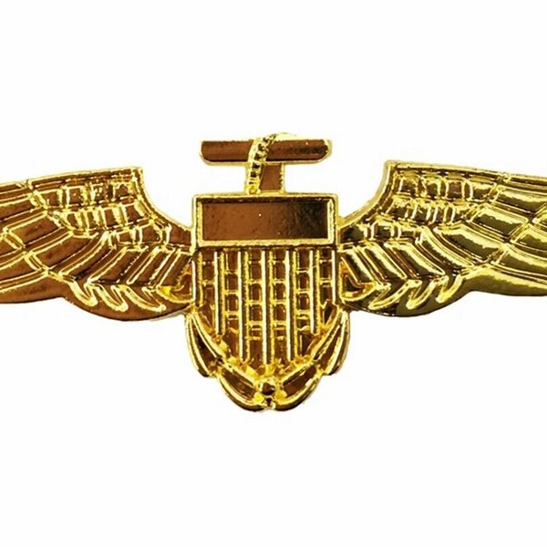 Gold Aviator Metal Pin Badge Top Gun Pilot Wings Fancy Dress Accessory