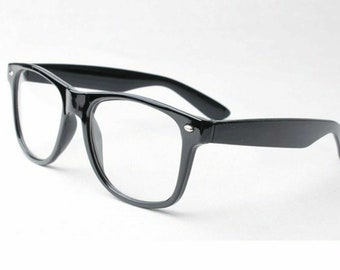 Geek Nerd Clear Lens Black Frame Glasses Fancy Dress Accessory