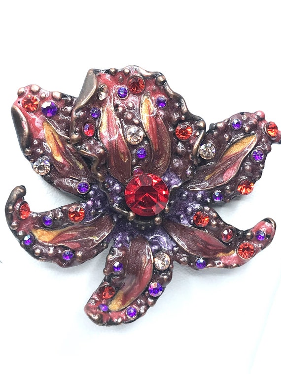 Vintage Jeweled Flower Brooch