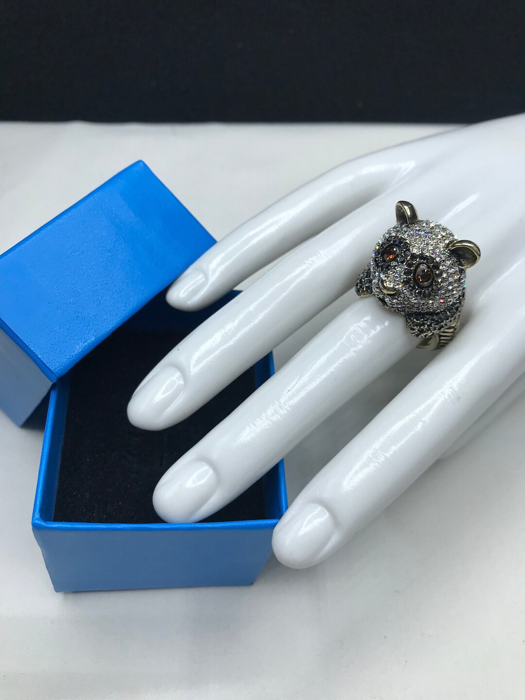 Heidi Daus 'precious Panda' Pave Crystal Critter Ring in Box - Etsy