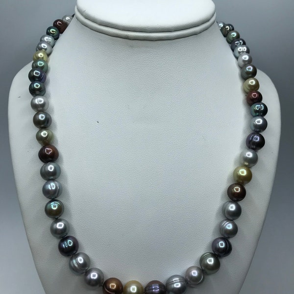 Vintage Honora Multi-color Strand with 925 Sterling Silver Clasp 18"