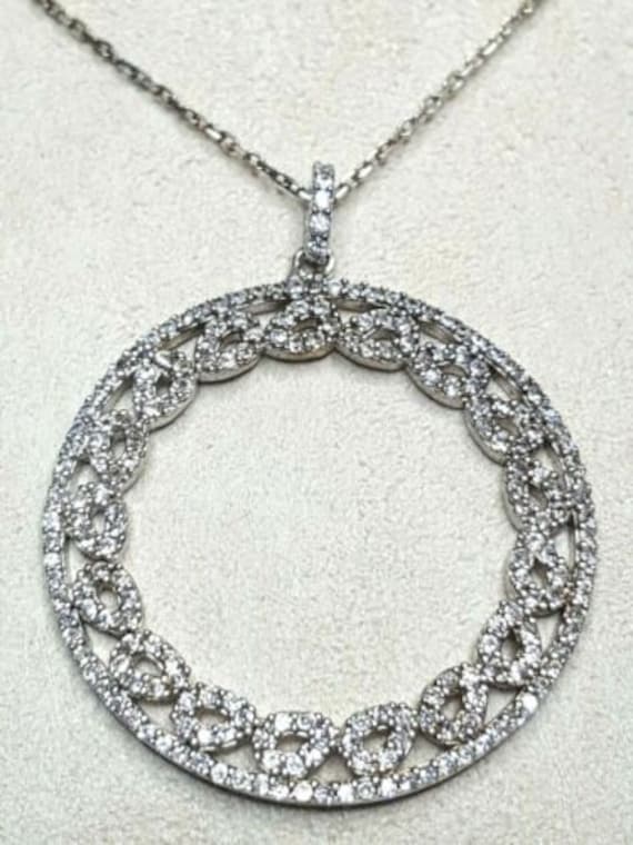 Vintage 925 Sterling Silver Diamond Infinity Circl
