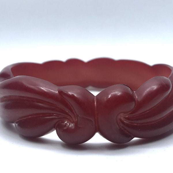 Vintage Buch and Deichmann Denmark 1981 Deep Red Plastic Bangle Bracelet