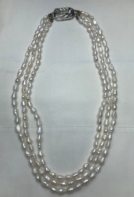 Vintage 925 Sterling Silver triple Strand Fresh Wa