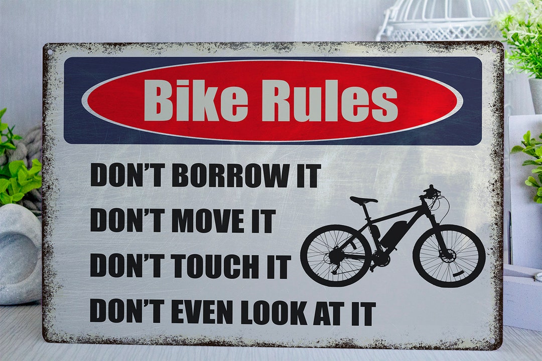 Bike Rules Metal Sign Etsy