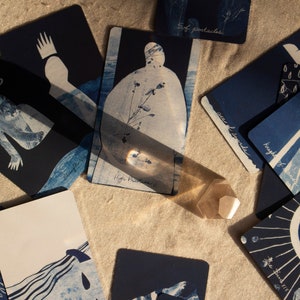 Blue Earth Tarot Deck: Cyanotype collage tarot cards. Nature based intuitive deck. image 2