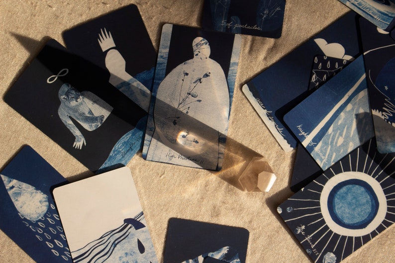 Blue Earth Tarot Deck: Cyanotype collage tarot cards. Nature based intuitive deck. image 2