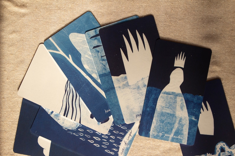 Blue Earth Tarot Deck: Cyanotype collage tarot cards. Nature based intuitive deck. image 7