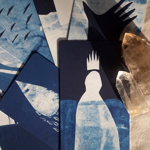 Blue Earth Tarot Deck: Cyanotype collage tarot cards. Nature based intuitive deck. image 10