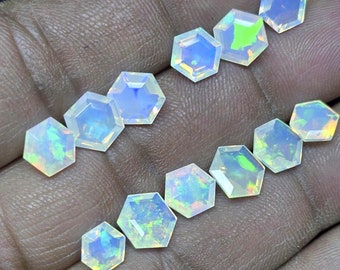 HEXAGON Cut Ethiopian Opal Faceted Loose Gemstone Size:- 5 TO 10 Mm. Welo Fire Opal, Rare Fire Opal Gemstone Lot, Making All Jewelry.
