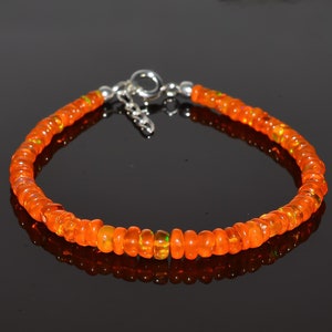 BEST QUALITY ~ Orange Fire Ethiopian Opal Beaded Bracelet, Orange Opal Bracelet, Gemstone Bracelet, AAA+ Quality Opal Bracelet, Use For All.