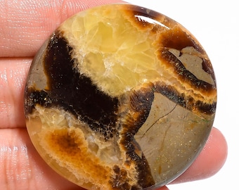 Amazing Yellow Septarian Cabochon Top Grade Brown Septarian Gemstone High Quality Trapezoid Shape 36.5 Ct 29x26x6mm Loose Gemstone