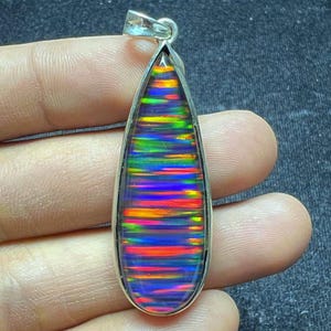 Elegant Aurora Opal Gemstone Pendant, 925 Sterling Silver, Unique Jewelry for Every Occasion, Black Opal Pendant For Necklace, Gift For Her.