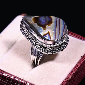 Abalone Shell Ring, 925 Sterling Silver Ring, Abalone Ring, Handmade Ring, Abalone Jewelry, Gemstone Ring, Silver Jewelry, Promise Ring
