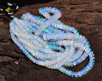 AAA+ GRADE Ethiopian Opal Beads, White Opal Beads, Gemstone Beads, Fire Opal Beaded Beads, Plain Opal Rondelle Beads White Opal Strands.
