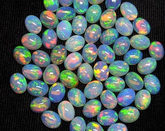 AAA+ Grade Ethiopian Opal Oval Shape Gemstone Lot, Multi Fire Opal, Genuine Opal, Welo Fire Calibrated Opal Best For Ring & Earring.!!!