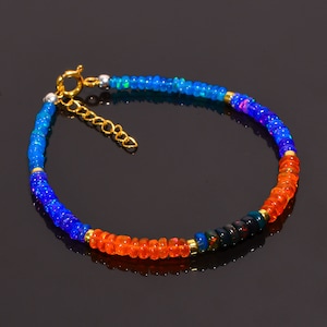 SMOOTH ~ Multi Fire Ethiopian Opal Beaded Bracelet, Genuine Multi Opal Bracelet, Handmade AAA+ Ethiopian Opal Bracelet.