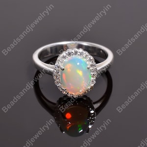Natural Ethiopian Opal Ring, 925 Sterling Silver Ring, Gemstone Ring, Fire Opal Handmade Ring, Engagement Ring, Ring For  Women Jewelry.