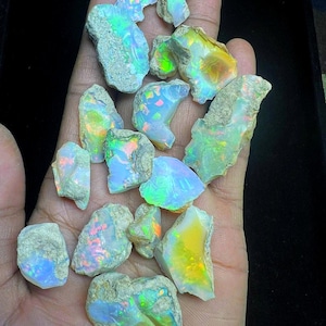 AAA+ Grade Natural Ethiopian Opal Rough Lot, Welo Fire Opal Raw, Opal Crystal, Raw Opal Stone Opal, Dry Opal Gemstone Raw Best For Jewelry.