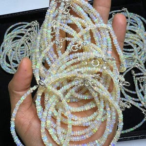 High Quality White Ethiopian Opal Beaded Bracelet, Opal Beads Bracelet, Bracelet For Women, January birthstone, Plain Opal Bracelet Jewelry.