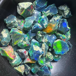 Black Ethiopian Opal Rough Lot, Opal Crystal, Raw Opal Stone,  Welo Fire Opal Raw, AAA+ Grade AAA+ Dry Opal Gemstone Raw Best For Jewelry.