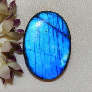 AAA Blue Labradorite Gemstone: Oval Cabochon, 136 CT (52x36x7 mm)