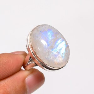 Regenboogmaansteenring, sterlingzilveren ring, handgemaakte maansteenring, ovale edelsteenring, maansteen zilveren sieraden.!!!