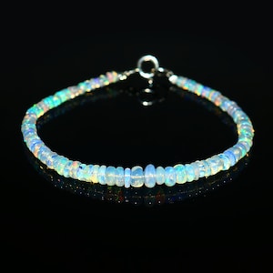 Genuine Ethiopian Opal  Bracelet, Beaded Opal Bracelet, Fire Opal, Minimalist Bracelet, Handmade Bracelet, Silver Opal Bracelet.
