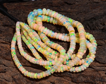 100% Natural Ethiopian Opal Beads, Welo Fire Beaded Opal Beads, Plain Opal Beads, Smooth Opal Beads, Opal Strands.