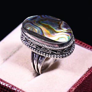 Abalone Shell Ring, 925 Sterling Silver Ring, Abalone Ring, Handmade Ring, Abalone Jewelry, Gemstone Ring, Silver Jewelry, Promise Ring