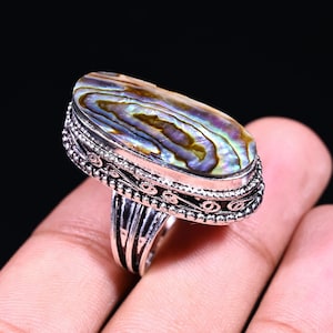 Abalone Shell Ring, 925 Sterling Silver Ring, Abalone Ring, Handmade Ring, Abalone Jewelry, Gemstone Ring, Silver Jewelry, Promise Ring