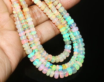 Natural Ethiopian Opal Plain Beads, Beaded Opal Beads, Smooth Opal Beads, Fire Opal Beads, Rondelle Opal Beads, Opal Beads Jewelry.