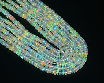 Flashy Ethiopian Opal Smooth Rondelle Bead Welo Opal Bead Opal Rondelle Beads Ethiopian Opal Plain Beads Fire Opal Beads Flashy Opal Bead