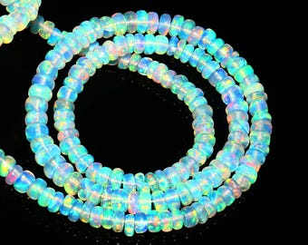 GENUINE Fire Ethiopian Opal Plain Beads, Beaded Opal Beads, Smooth Opal Beads, Fire Opal Beads, Rondelle Opal Beads, Opal Beads Jewelry.