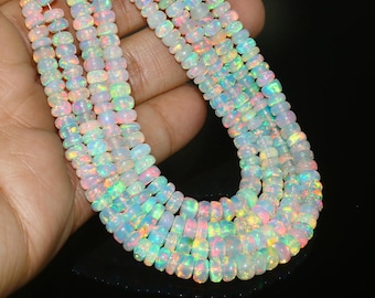 GENUINE Fire Ethiopian Opal Plain Beads, Beaded Opal Beads, Smooth Opal Beads, Fire Opal Beads, Rondelle Opal Beads, Opal Beads Jewelry.