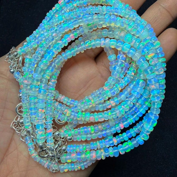 Opal Perlen Armband, natürlicher Opal Edelstein Schmuck, Oktober Geburtsstein, Geschenk für sie, zierliches Armband, 925 Sterling Silber.