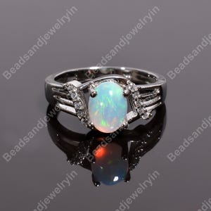 AAA+ Ethiopian Opal Ring, 925 Sterling Silver Ring, Gemstone Ring, Fire Opal Handmade Ring, Engagement Ring, Ring For  Women.