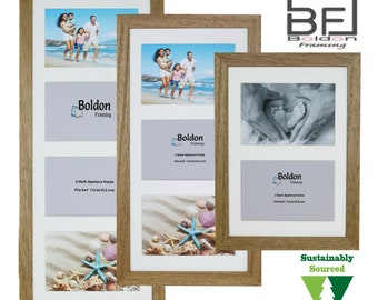 Multi Aperture Photo Picture Frames Holds 2, 3 or 4 Photos in Oak