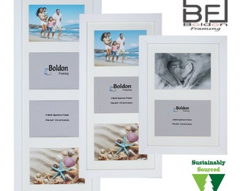 Multi Aperture Photo Picture Frames Holds 2, 3 or 4 Photos in White