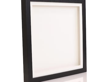3D Deep Box Frame made from real wood Range Picture Photo Frame Display Various Sizes 12x12 A4 Black