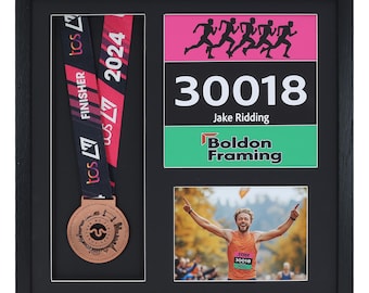 Medal display Frame with Apertures for Bib and Photo. Handmade. Perfect for Runners, Swimmers, Cyclists, Athletes | Marathon Medals
