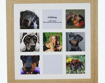 REAL WOOD Square Multi Aperture Photo Picture Frame Instagram Wide Collage - Oak