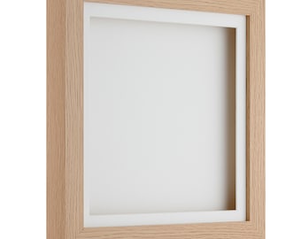 3D Deep Box Frame Range Picture Photo Frame Display Various Sizes 12x12 A4 Light Oak