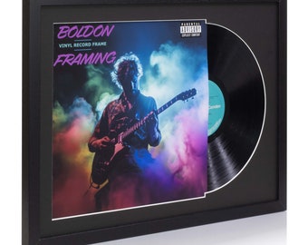 12" Vinyl LP Record and Album Cover Frame With Black Mount