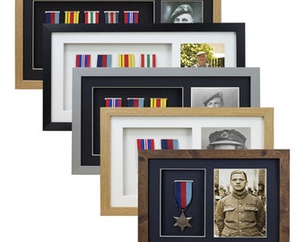 Deep 3D Box Frame To Display War Military Sport Medals + Photo Black Grey Oak