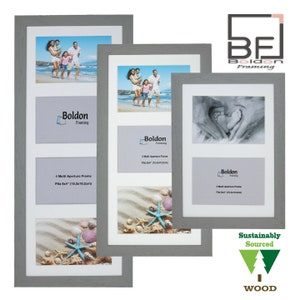 Multi Aperture Photo Picture Frames Holds 2, 3 or 4 Photos in Pale Grey image 1