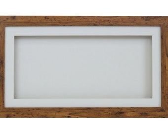 3D 1" Cube Range PANORAMIC Deep Box Shadow Frames Memory Box Display Case - Medium Oak